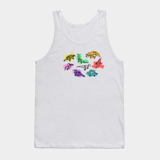 Origami Watercolor Dinosaurs Tank Top